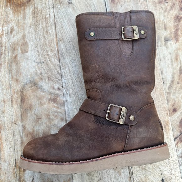 UGG Boots Kensington II Leather Double Buckle Brown 1004144 - Picture 4 of 12